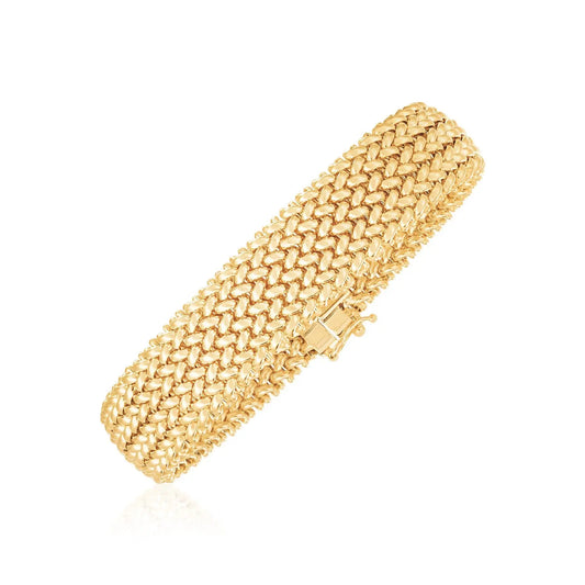 14k Yellow Gold High Polish Thick Braided Bracelet  (14.50 mm) RCJ Bracelets  CELESTIA LUXE JEWELLERS