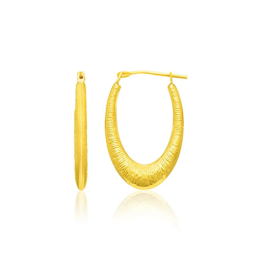 14k Yellow Gold Hoop Earrings in a Graduated Texture Style RCJ Earrings  CELESTIA LUXE JEWELLERS