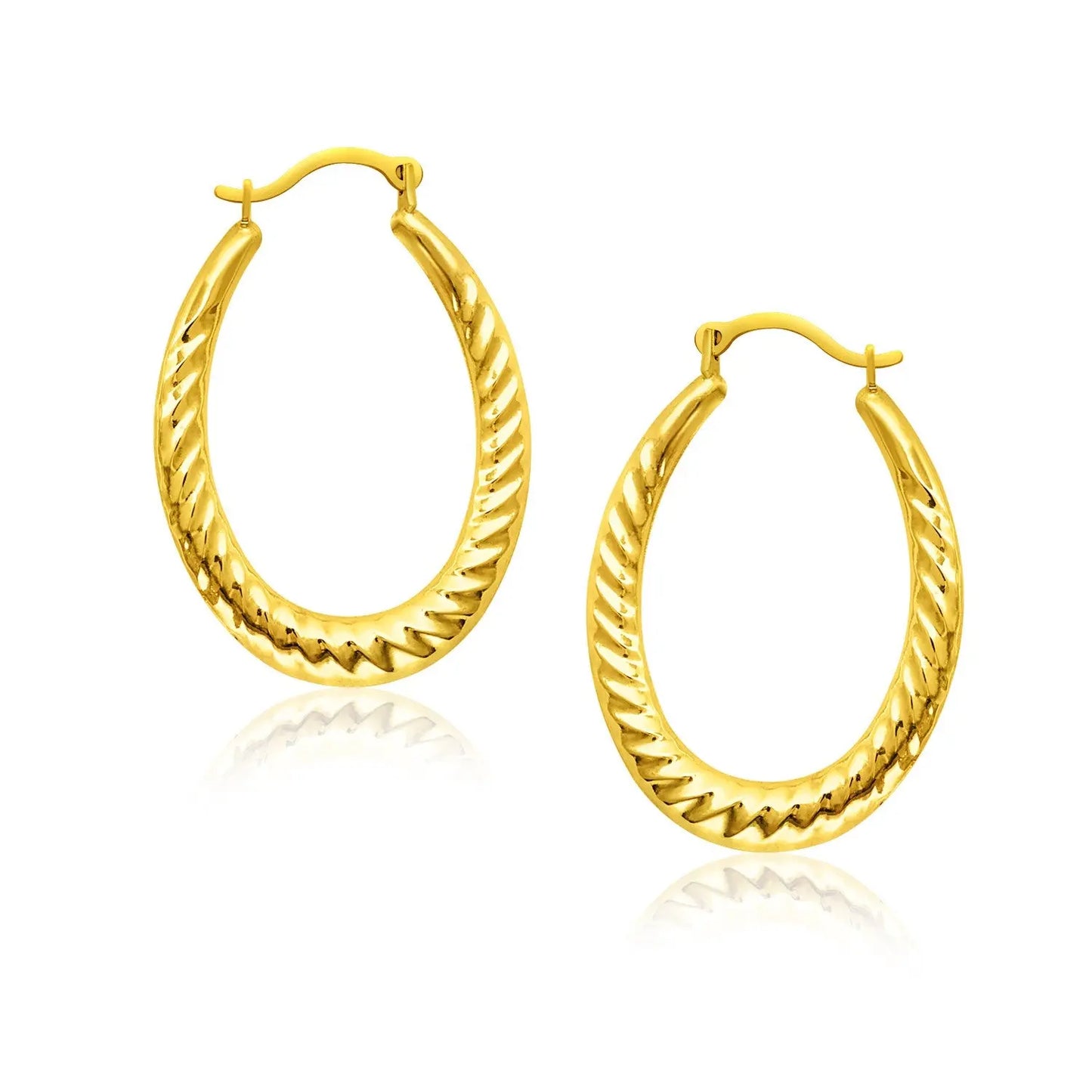 14k Yellow Gold Hoop Earrings with Textured Details RCJ Earrings  CELESTIA LUXE JEWELLERS