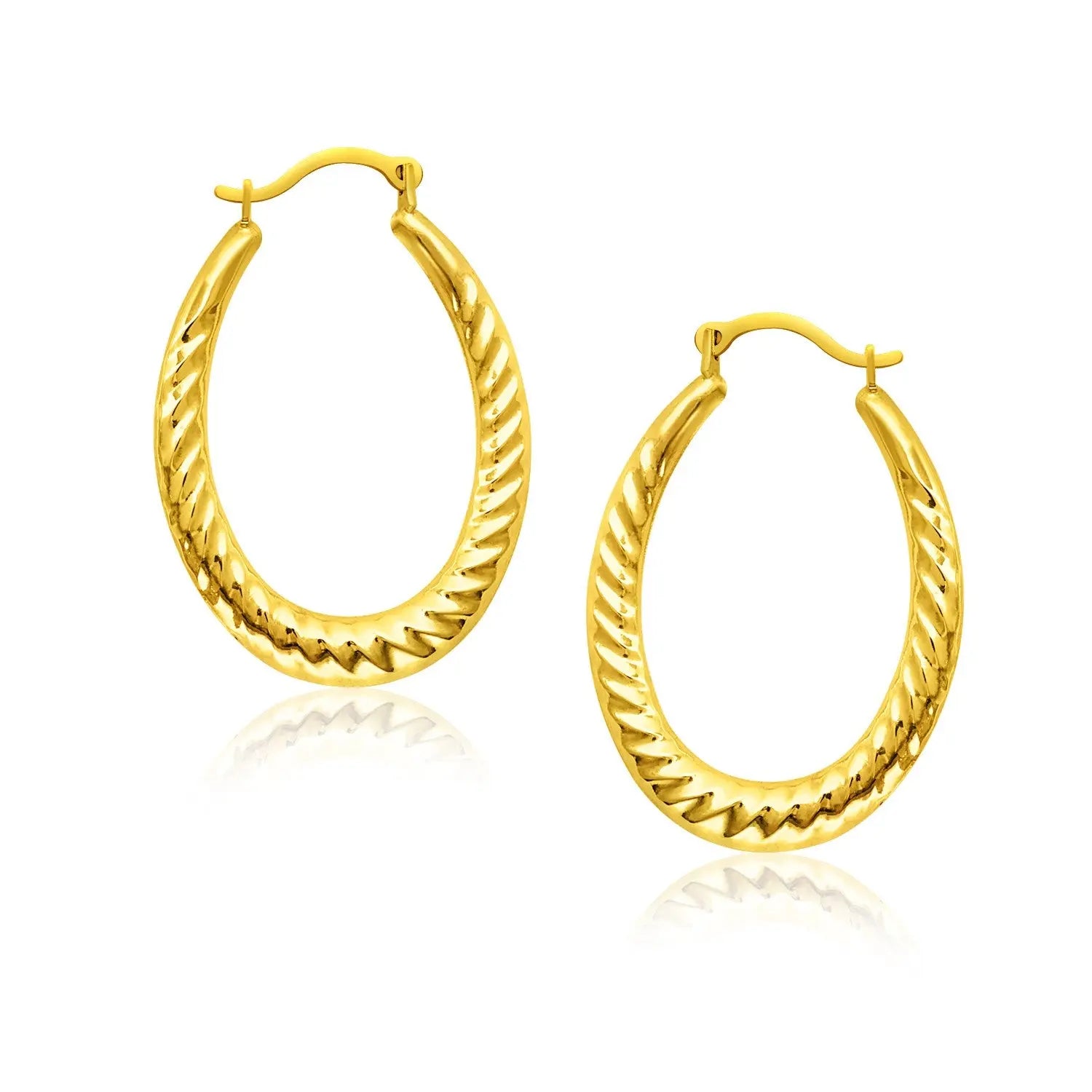 14k Yellow Gold Hoop Earrings with Textured Details RCJ Earrings  CELESTIA LUXE JEWELLERS