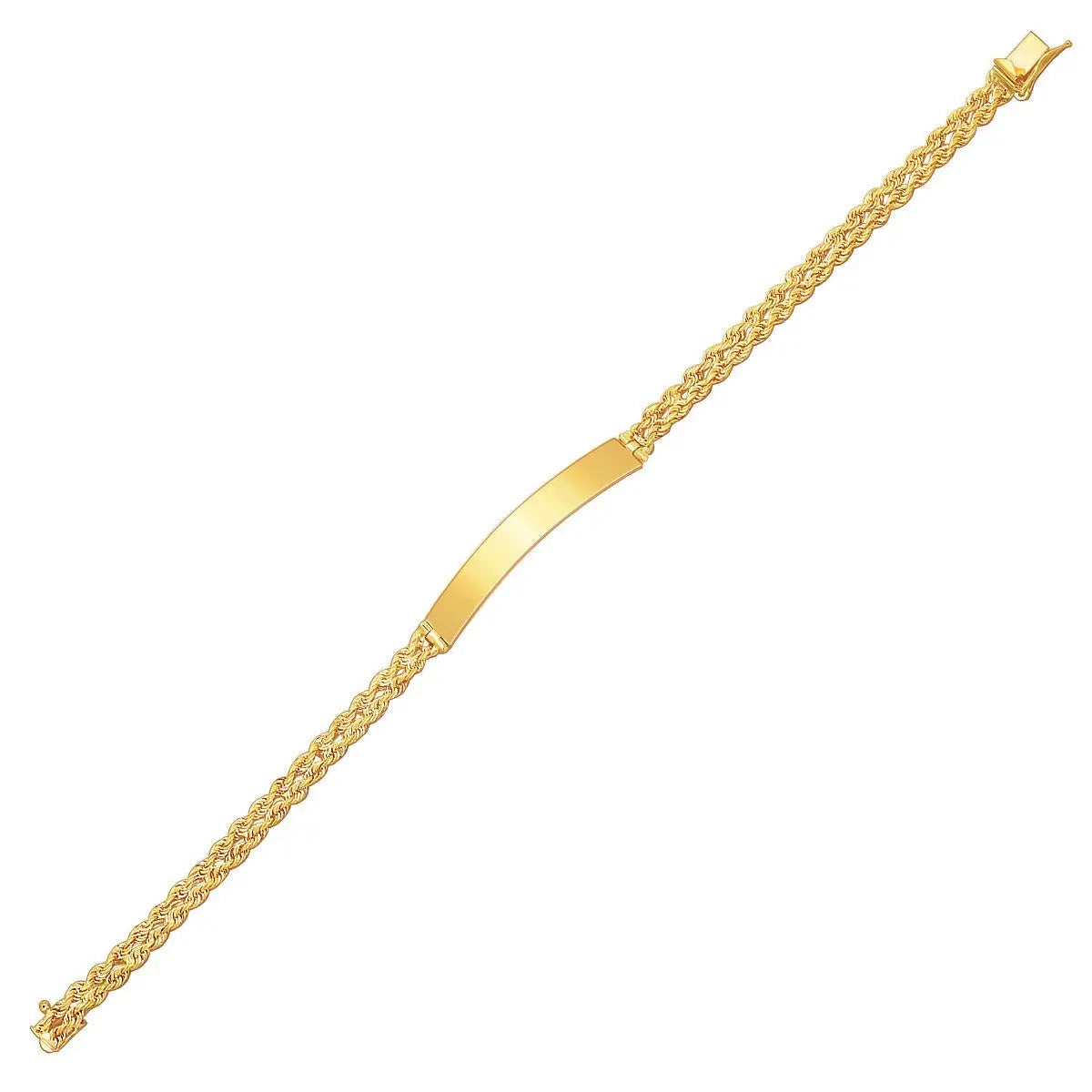 14k Yellow Gold ID Bracelet with Double Rope Chain (3.00 mm) RCJ Bracelets  CELESTIA LUXE JEWELLERS