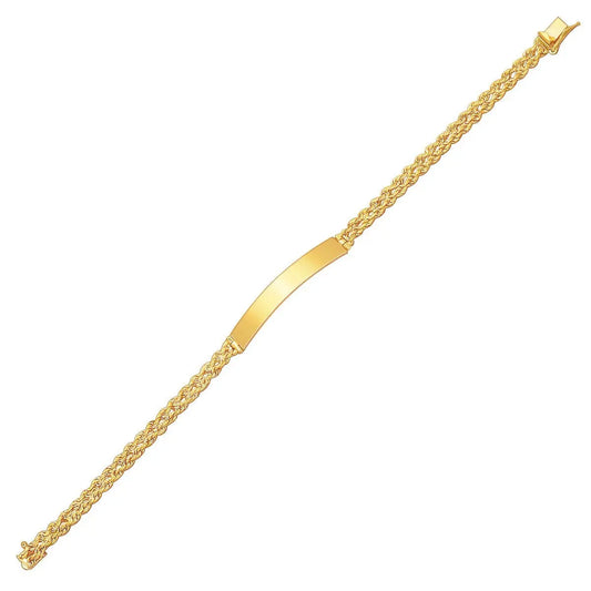 14k Yellow Gold ID Bracelet with Double Rope Chain (3.00 mm) RCJ Bracelets  CELESTIA LUXE JEWELLERS