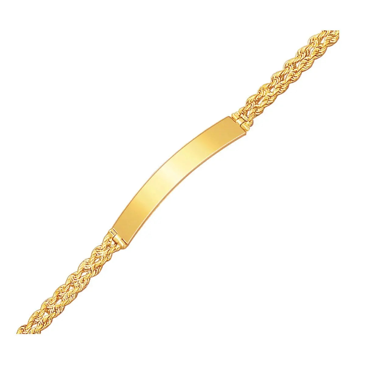 14k Yellow Gold ID Bracelet with Double Rope Chain (3.00 mm) RCJ Bracelets  CELESTIA LUXE JEWELLERS