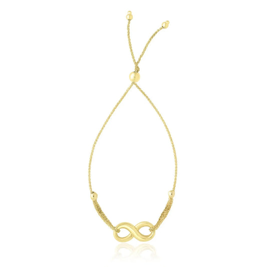 14k Yellow Gold Infinity Motif Adjustable Lariat Bracelet (1.00 mm) RCJ Bracelets  CELESTIA LUXE JEWELLERS