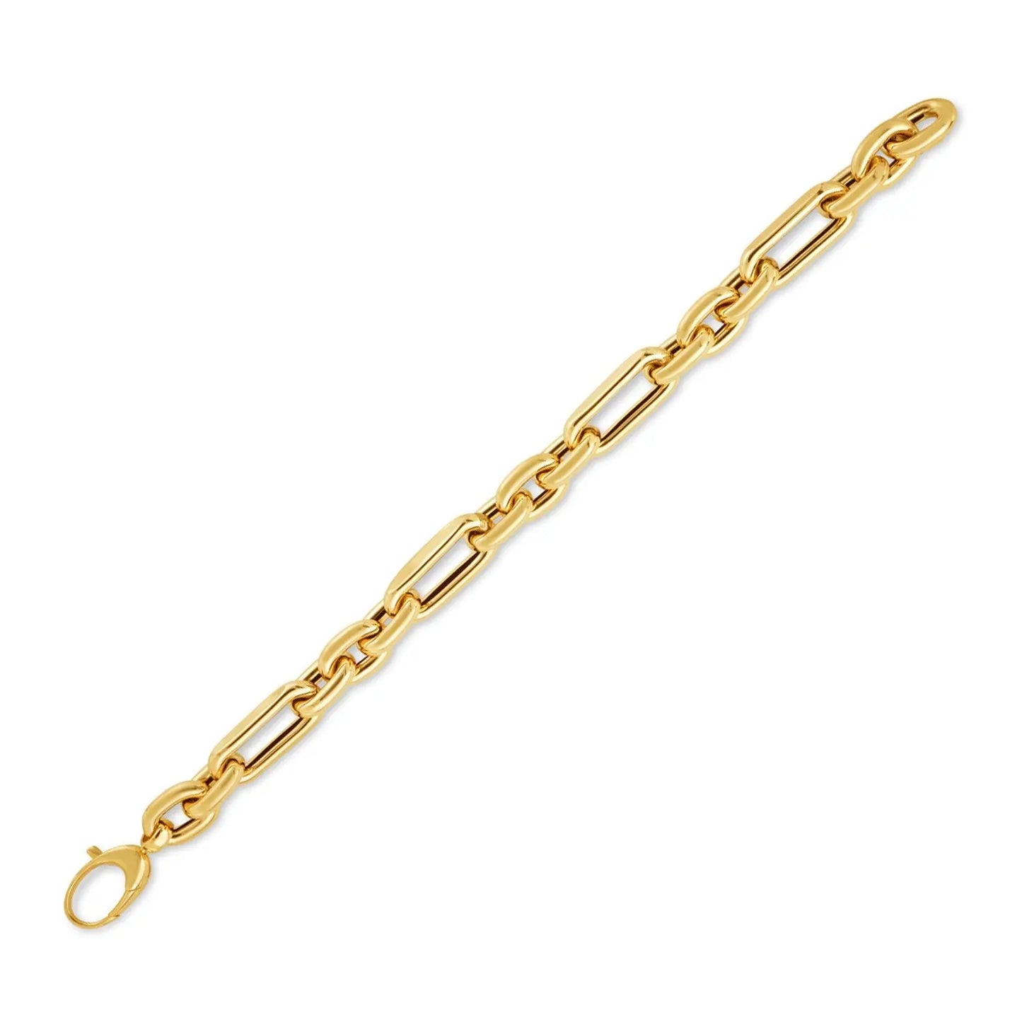14k Yellow Gold Italian Alternating Paperclip Oval Links Bracelet (9.30 mm) RCJ Bracelets  CELESTIA LUXE JEWELLERS