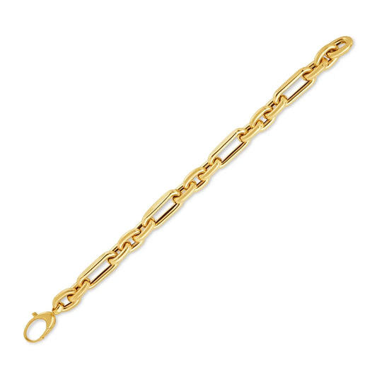 14k Yellow Gold Italian Alternating Paperclip Oval Links Bracelet (9.30 mm) RCJ Bracelets  CELESTIA LUXE JEWELLERS