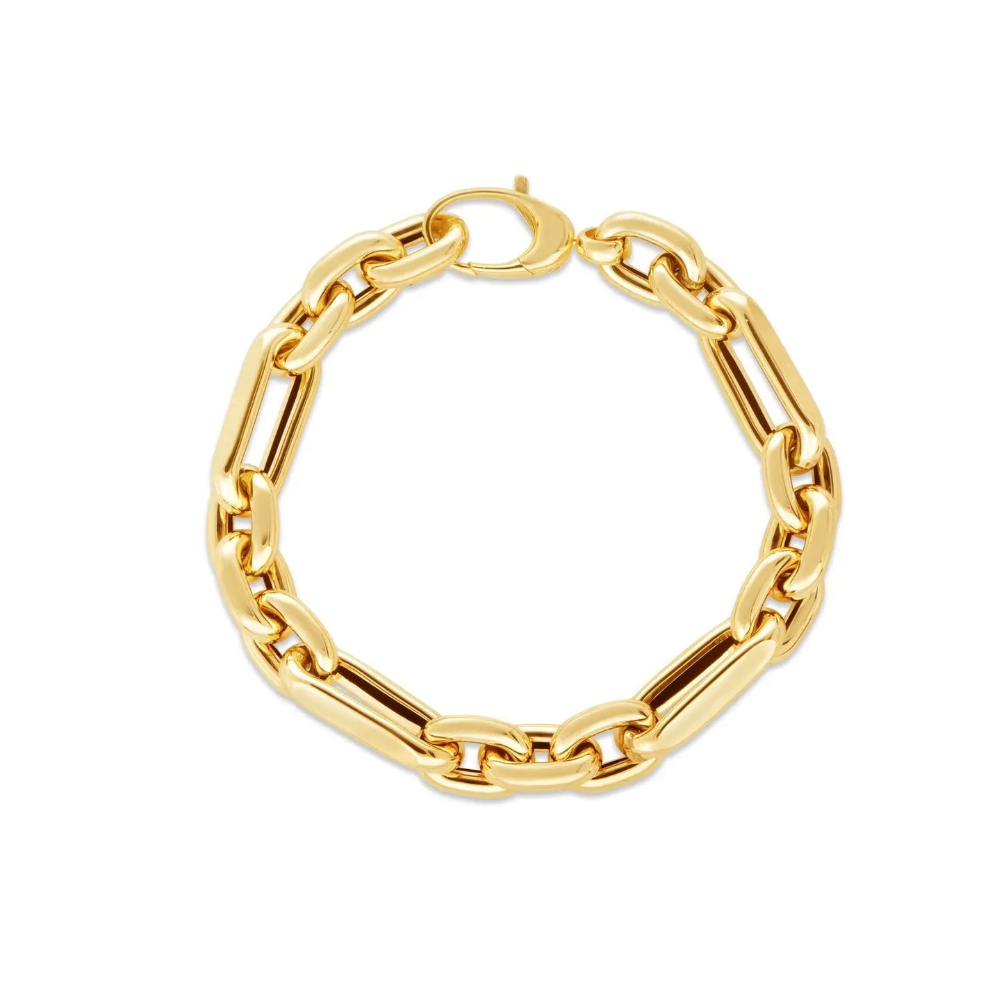 14k Yellow Gold Italian Alternating Paperclip Oval Links Bracelet (9.30 mm) RCJ Bracelets  CELESTIA LUXE JEWELLERS