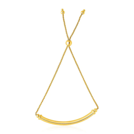 14k Yellow Gold Lariat Bracelet with Polished Curved Bar RCJ Bracelets  CELESTIA LUXE JEWELLERS