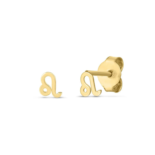 14k Yellow Gold Leo Stud Earrings RCJ Earrings  CELESTIA LUXE JEWELLERS