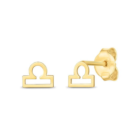 14k Yellow Gold Libra Stud Earrings RCJ Earrings  CELESTIA LUXE JEWELLERS