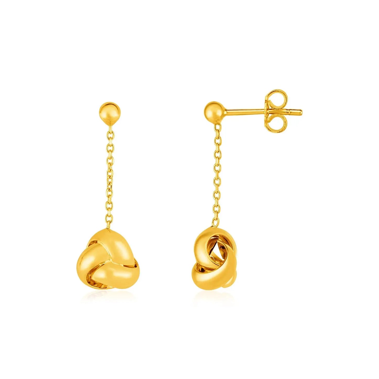14k Yellow Gold Love Knot Drop Earrings RCJ Earrings  CELESTIA LUXE JEWELLERS