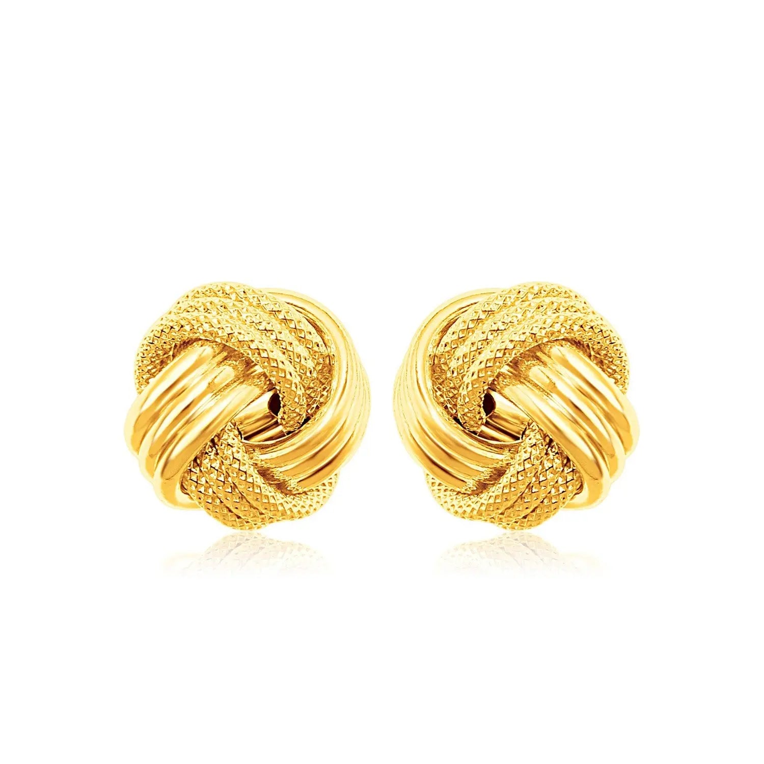 14k Yellow Gold Love Knot with Ridge Texture Earrings RCJ Earrings  CELESTIA LUXE JEWELLERS