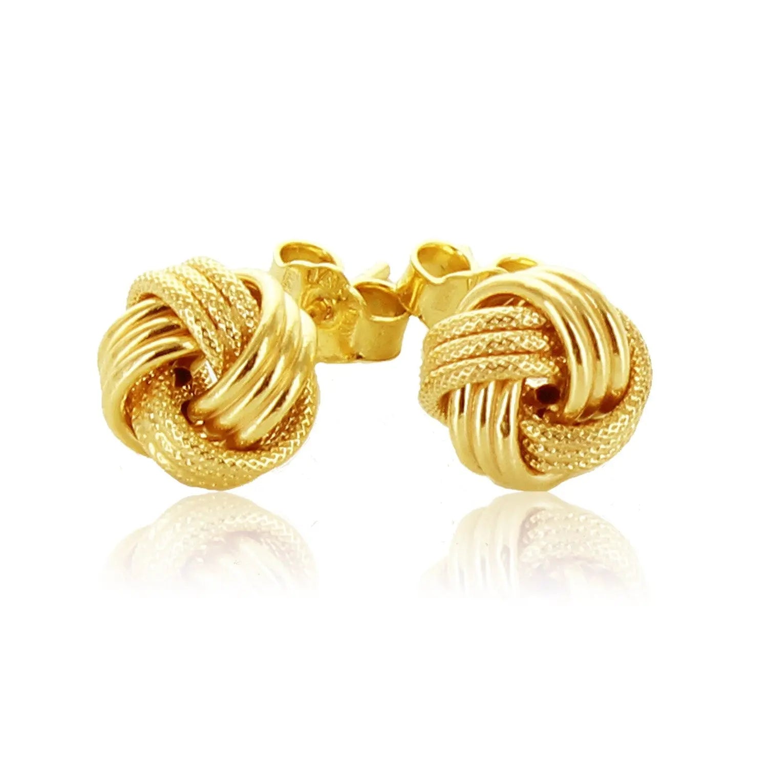 14k Yellow Gold Love Knot with Ridge Texture Earrings RCJ Earrings  CELESTIA LUXE JEWELLERS