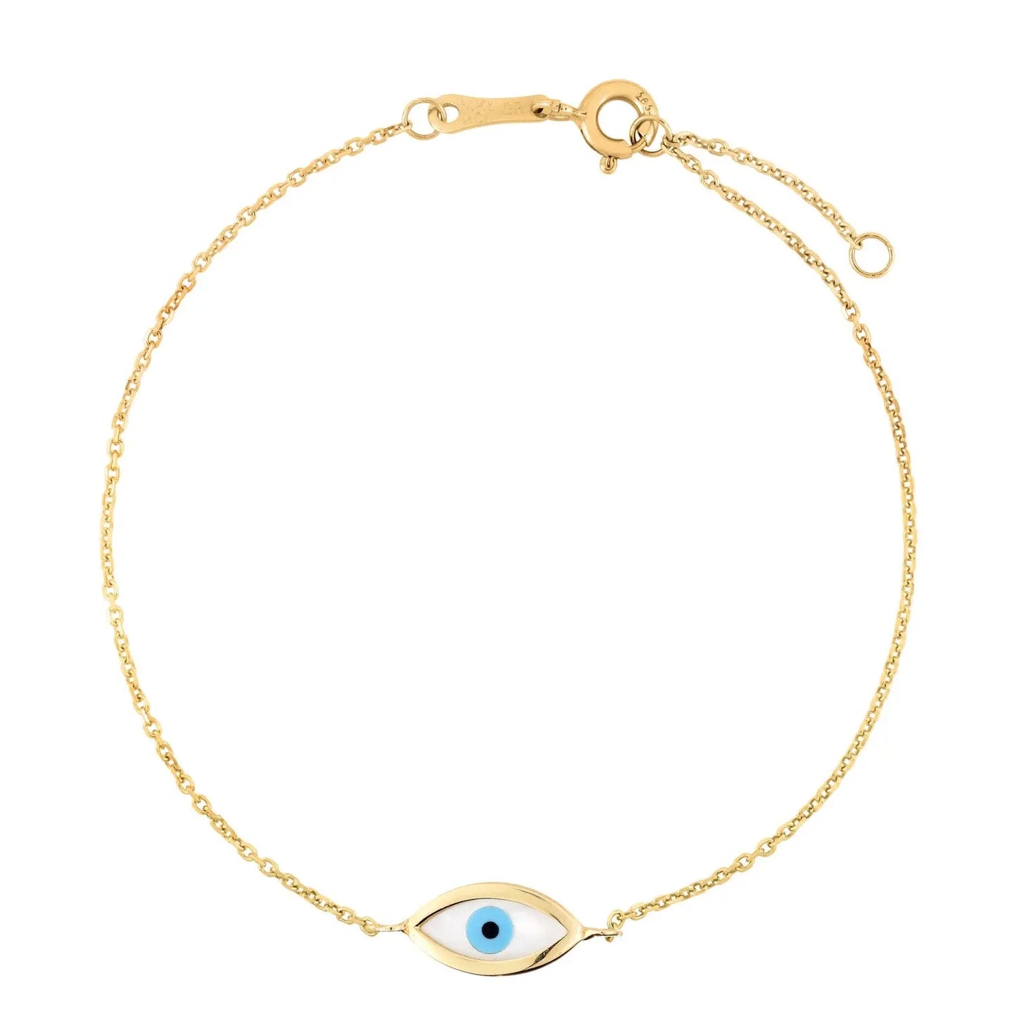 14k Yellow Gold MOP Evil Eye Bracelet (1.00 mm) RCJ Bracelets  CELESTIA LUXE JEWELLERS