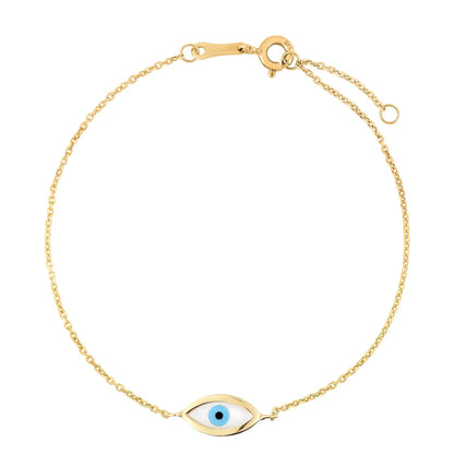 14k Yellow Gold MOP Evil Eye Bracelet (1.00 mm) RCJ Bracelets  CELESTIA LUXE JEWELLERS