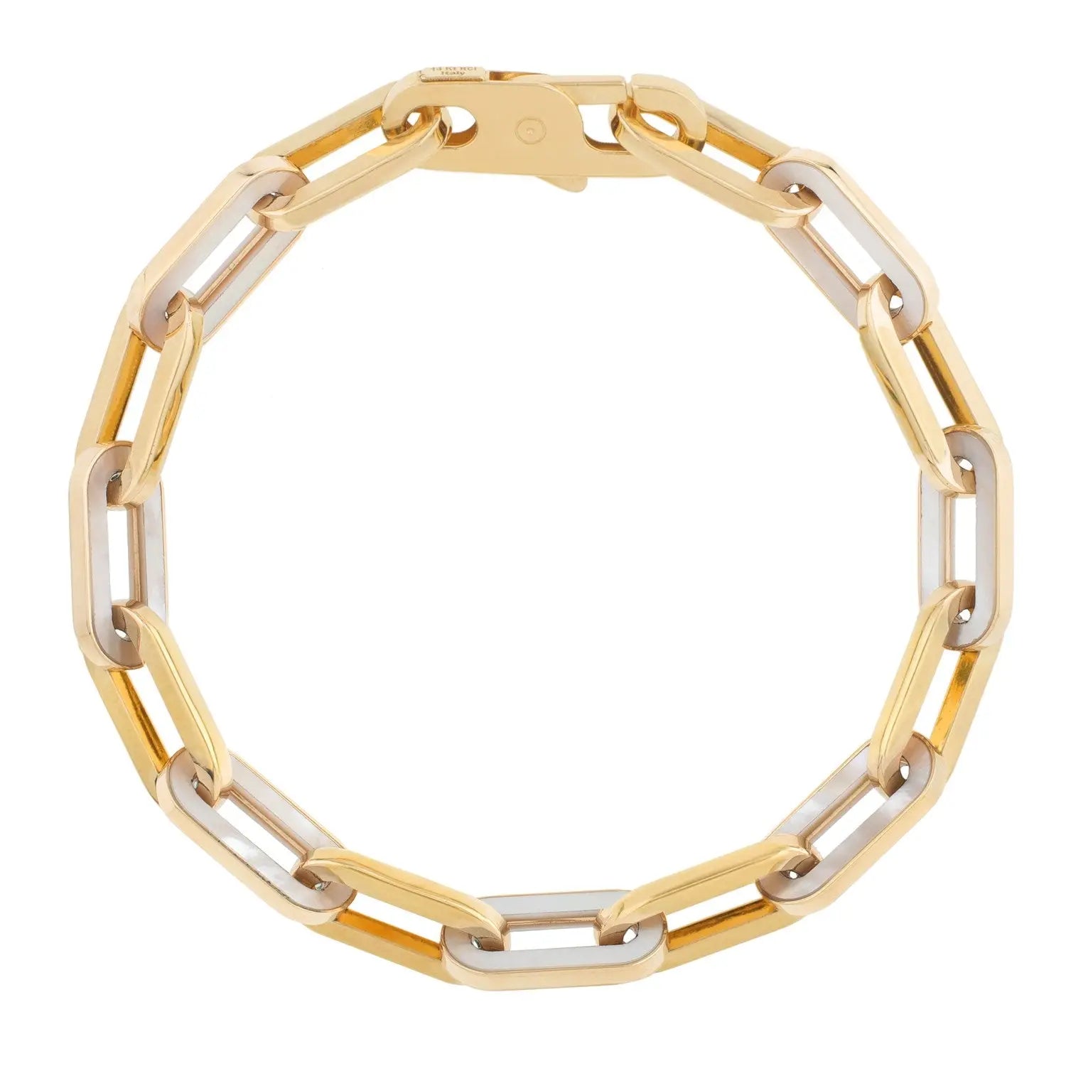 14k Yellow Gold MOP Paperclip Gem Link Bracelet (7.00 mm) RCJ Bracelets  CELESTIA LUXE JEWELLERS