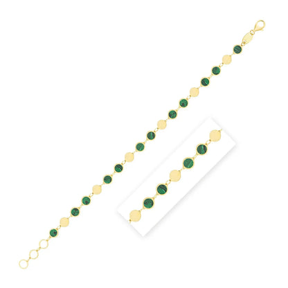 14k Yellow Gold Malachite Geometric Mirror Gem Chain Bracelet (5.00 mm) RCJ Bracelets  CELESTIA LUXE JEWELLERS