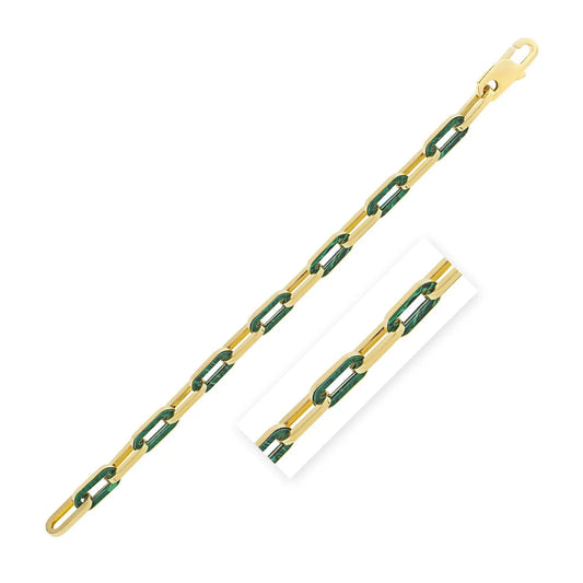 14k Yellow Gold Malachite Paperclip Gem Link Bracelet (7.00 mm) RCJ Bracelets  CELESTIA LUXE JEWELLERS
