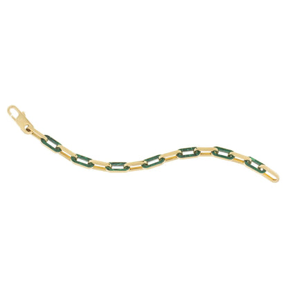 14k Yellow Gold Malachite Paperclip Gem Link Bracelet (7.00 mm) RCJ Bracelets  CELESTIA LUXE JEWELLERS