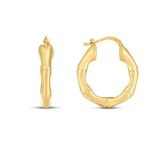 14k Yellow Gold Medium Bamboo Hoop Earrings RCJ Earrings  CELESTIA LUXE JEWELLERS
