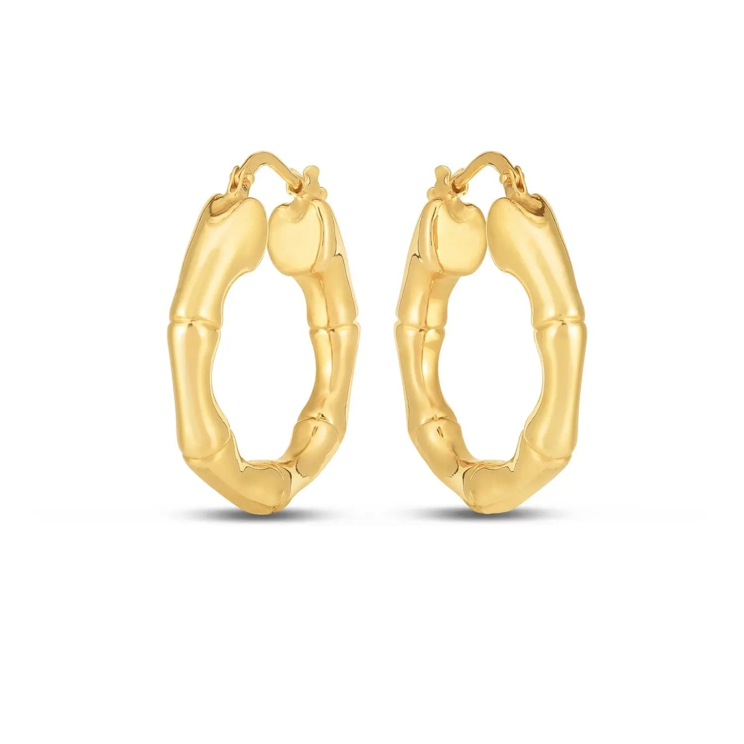14k Yellow Gold Medium Bamboo Hoop Earrings RCJ Earrings  CELESTIA LUXE JEWELLERS