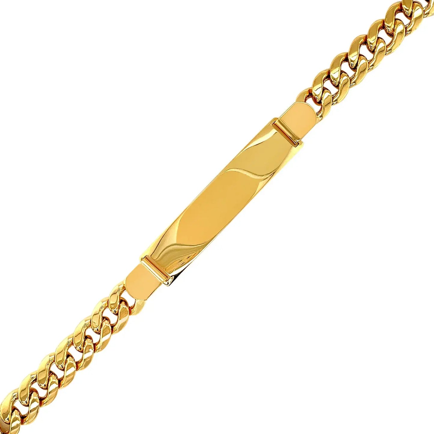 14k Yellow Gold Mens ID Cuban Chain Bracelet (8.00 mm) RCJ Bracelets  CELESTIA LUXE JEWELLERS