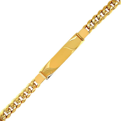 14k Yellow Gold Mens ID Cuban Chain Bracelet (8.00 mm) RCJ Bracelets  CELESTIA LUXE JEWELLERS