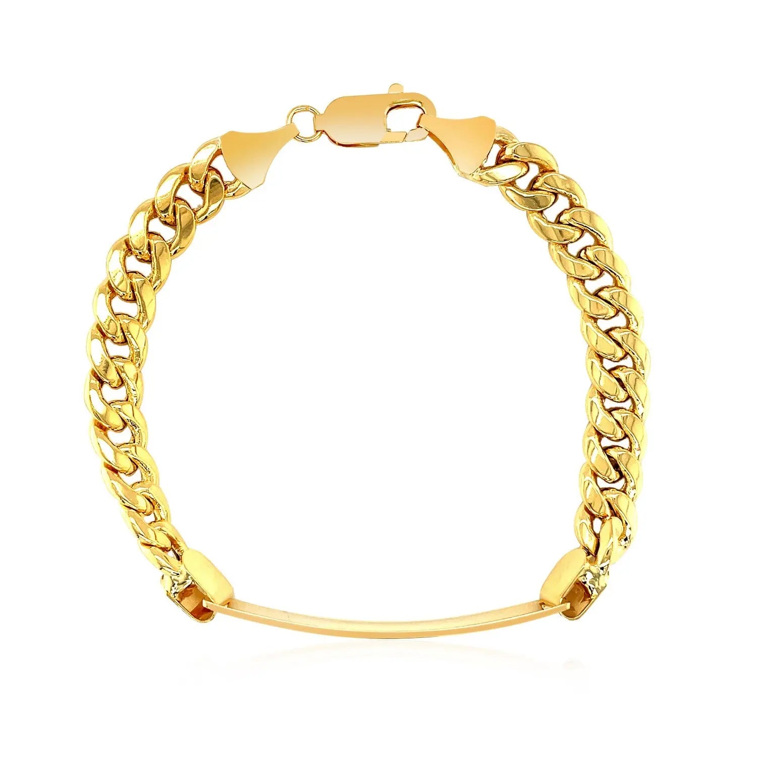 14k Yellow Gold Mens ID Cuban Chain Bracelet (8.00 mm) RCJ Bracelets  CELESTIA LUXE JEWELLERS