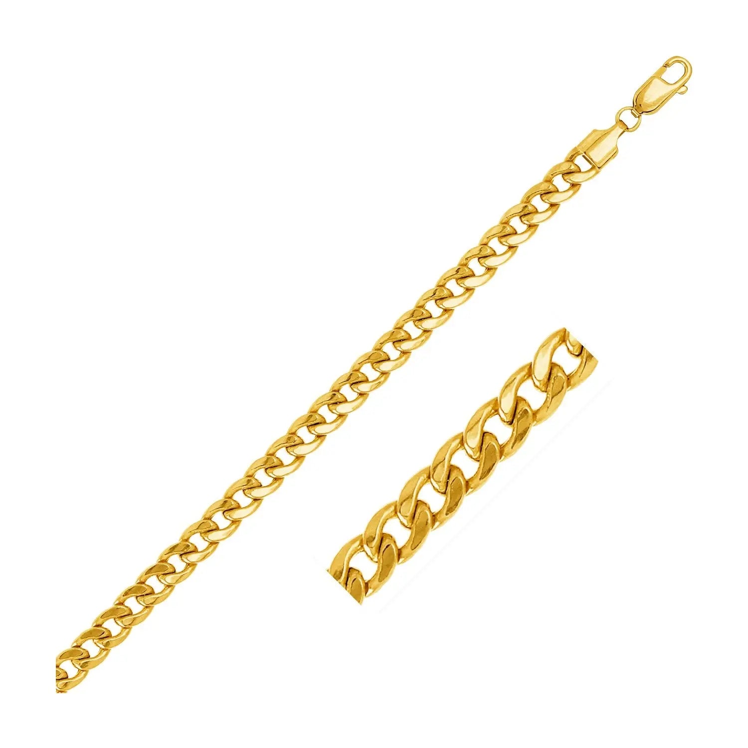 14k Yellow Gold Miami Cuban Semi Solid Chain (5.50 mm) RCJ Chains  CELESTIA LUXE JEWELLERS