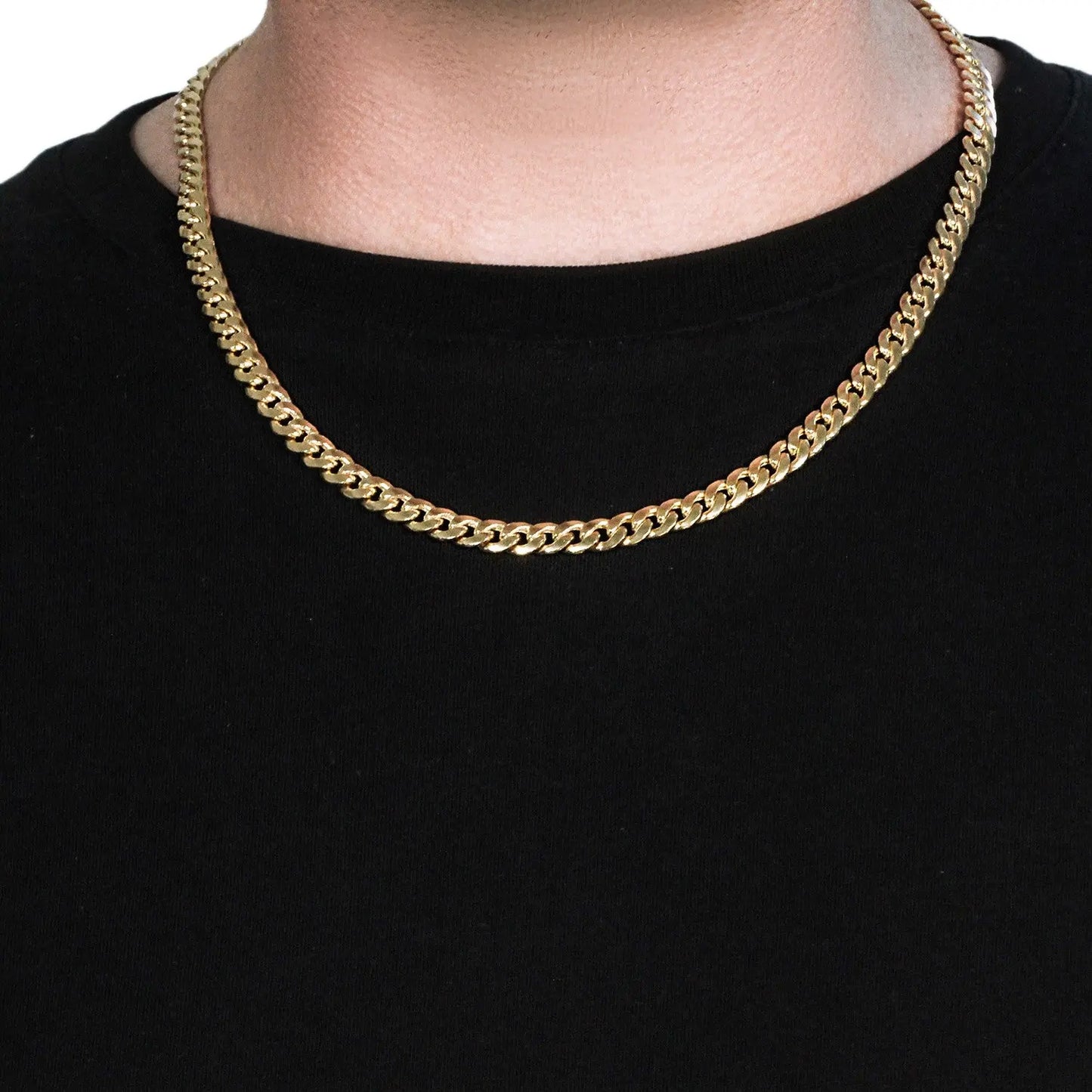 14k Yellow Gold Miami Cuban Semi Solid Chain (7.00 mm) RCJ Chains  CELESTIA LUXE JEWELLERS