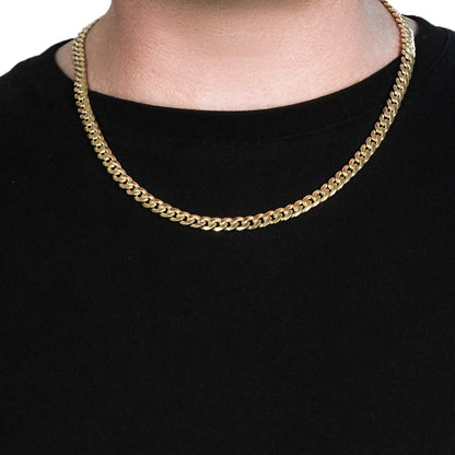 14k Yellow Gold Miami Cuban Semi Solid Chain (7.00 mm) RCJ Chains  CELESTIA LUXE JEWELLERS