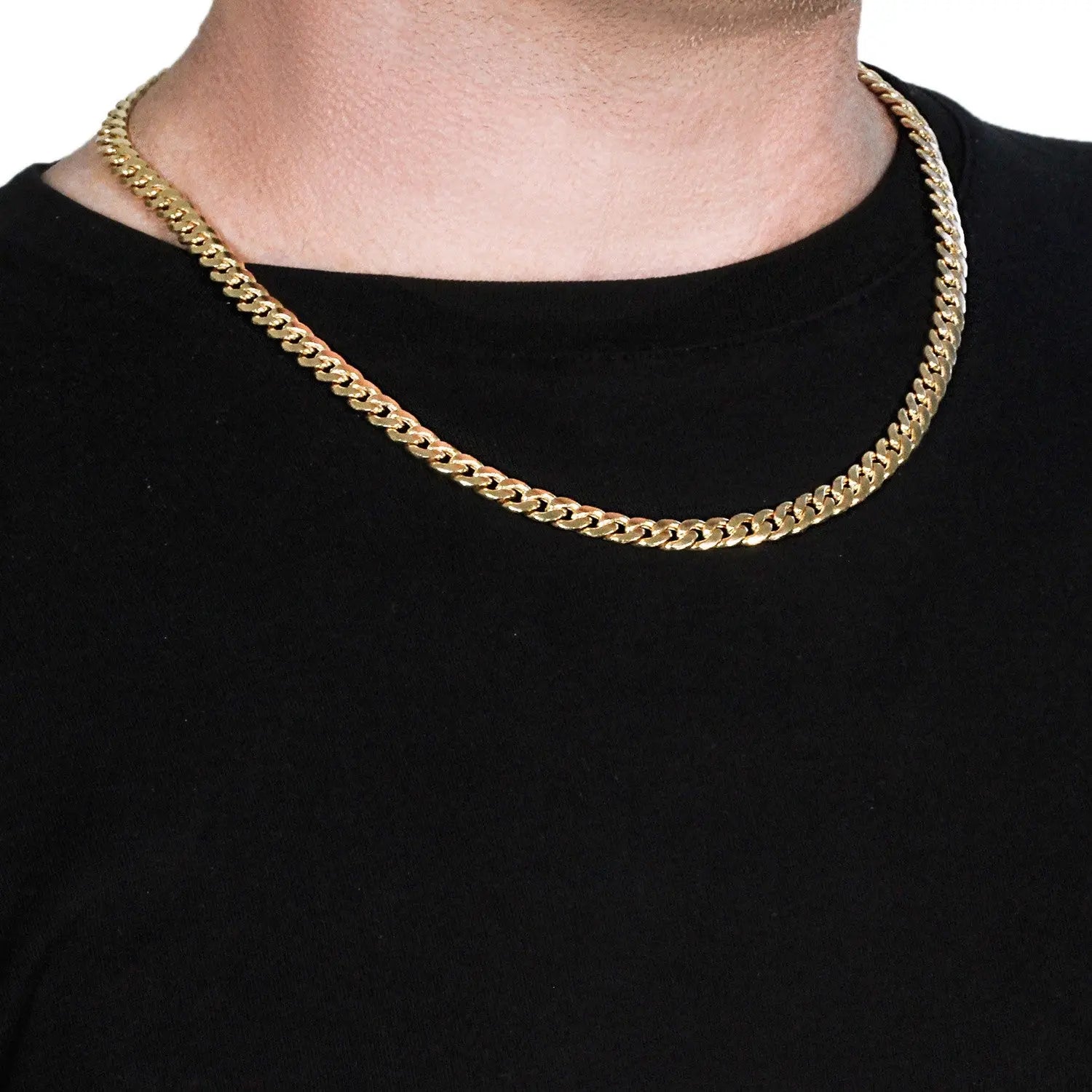 14k Yellow Gold Miami Cuban Semi Solid Chain (7.00 mm) RCJ Chains  CELESTIA LUXE JEWELLERS