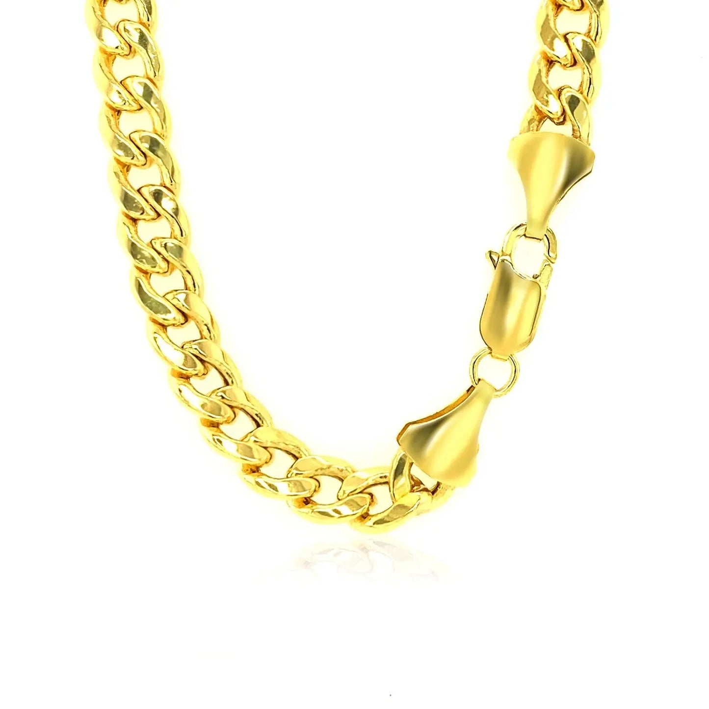 14k Yellow Gold Miami Cuban Semi Solid Chain (7.00 mm) RCJ Chains  CELESTIA LUXE JEWELLERS