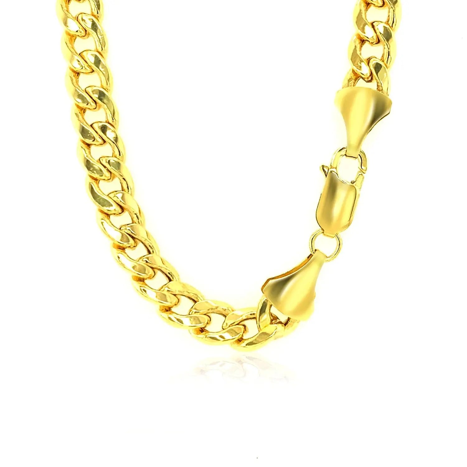 14k Yellow Gold Miami Cuban Semi Solid Chain (7.00 mm) RCJ Chains  CELESTIA LUXE JEWELLERS