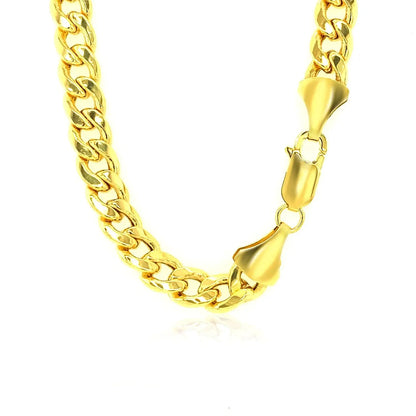 14k Yellow Gold Miami Cuban Semi Solid Chain (7.00 mm) RCJ Chains  CELESTIA LUXE JEWELLERS