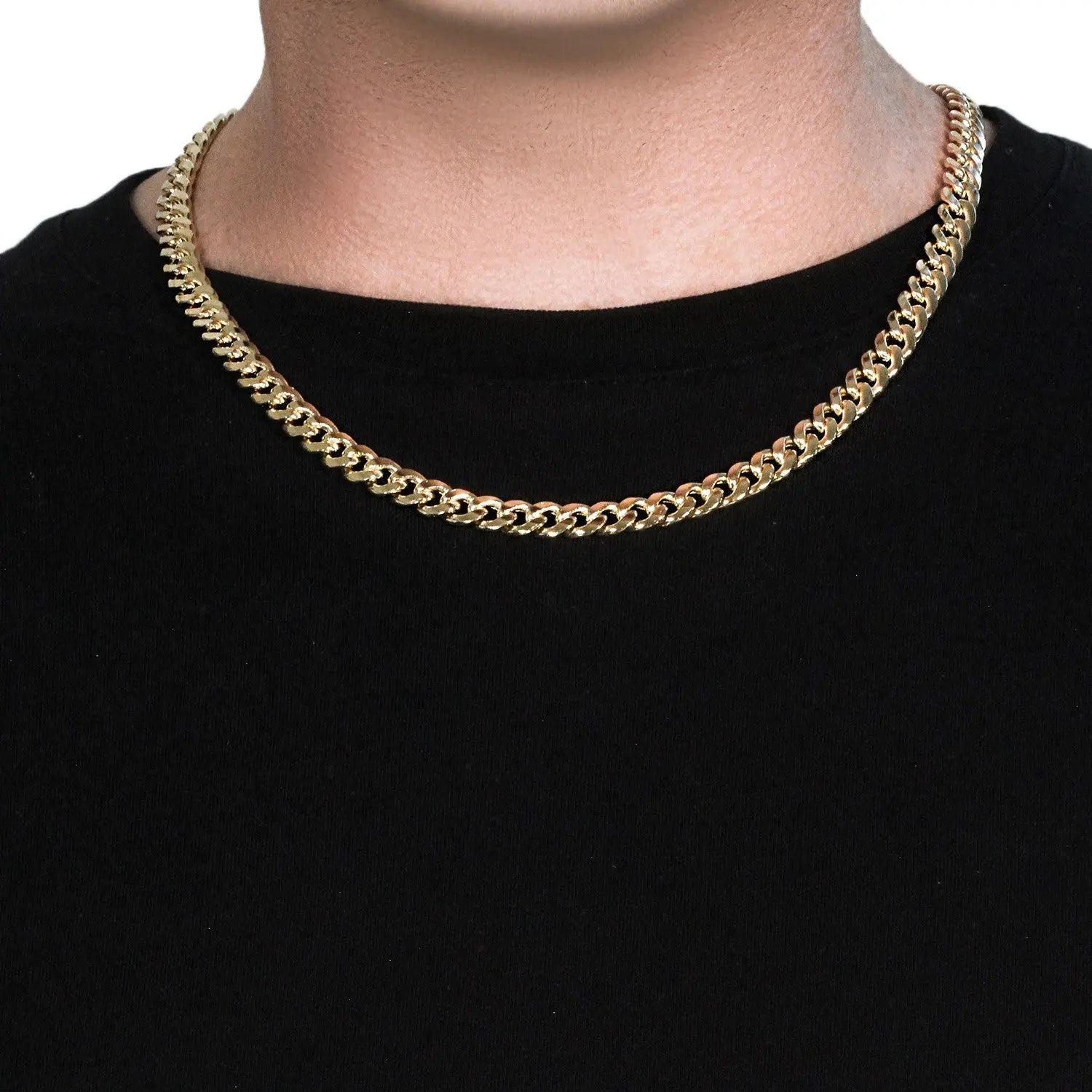 14k Yellow Gold Miami Cuban Semi Solid Chain (8.00 mm) RCJ Chains  CELESTIA LUXE JEWELLERS