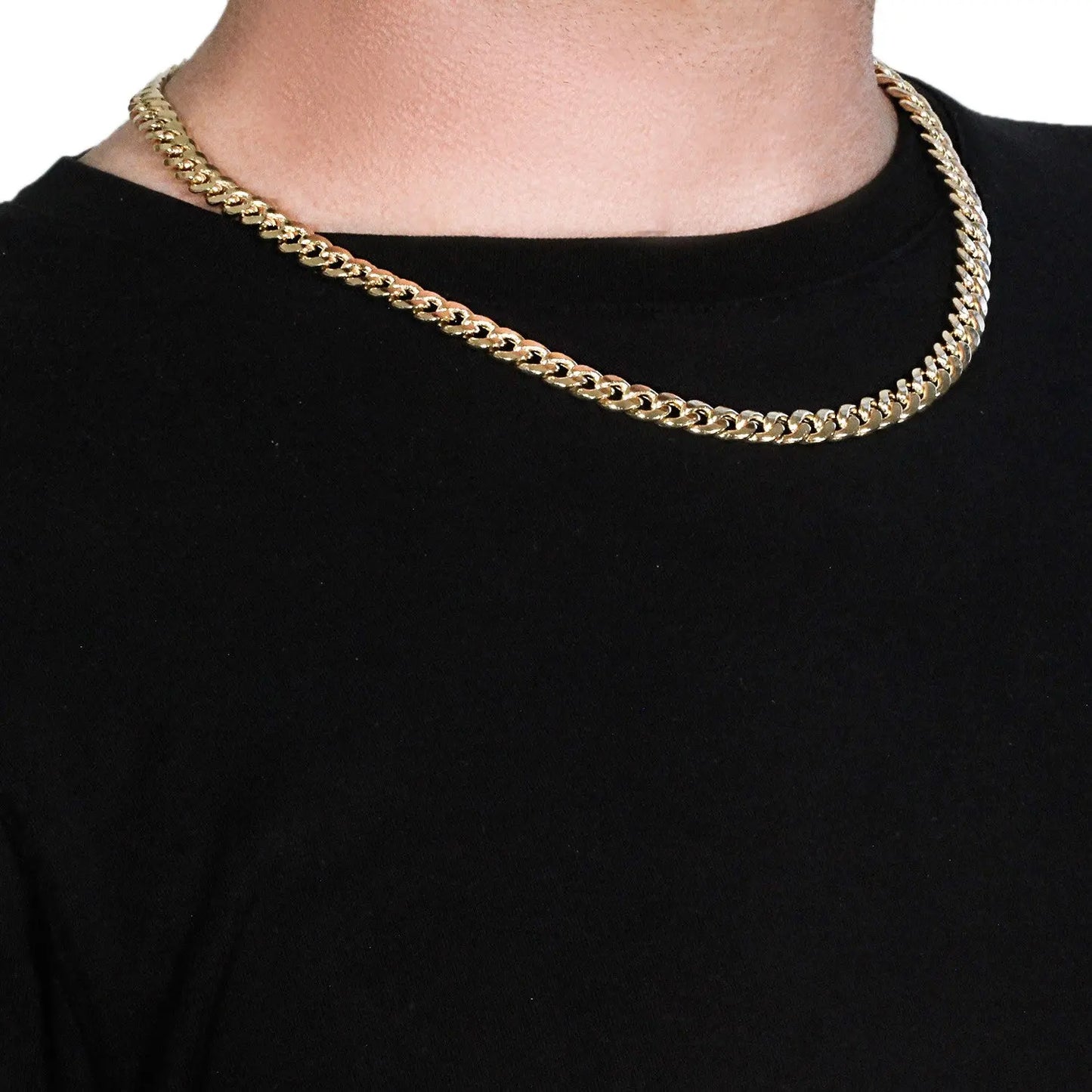 14k Yellow Gold Miami Cuban Semi Solid Chain (8.00 mm) RCJ Chains  CELESTIA LUXE JEWELLERS