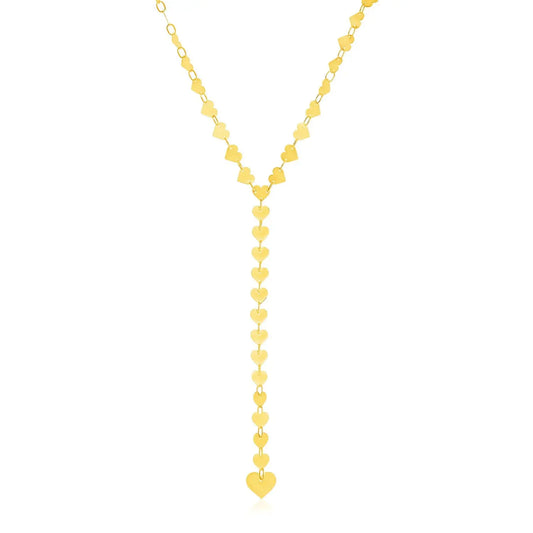 14k Yellow Gold Mirrored Heart Chain Lariat Necklace RCJ Necklaces  CELESTIA LUXE JEWELLERS