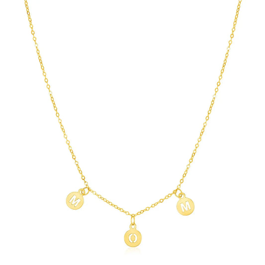 14k Yellow Gold Mom Necklace with Circle Drops RCJ Necklaces  CELESTIA LUXE JEWELLERS
