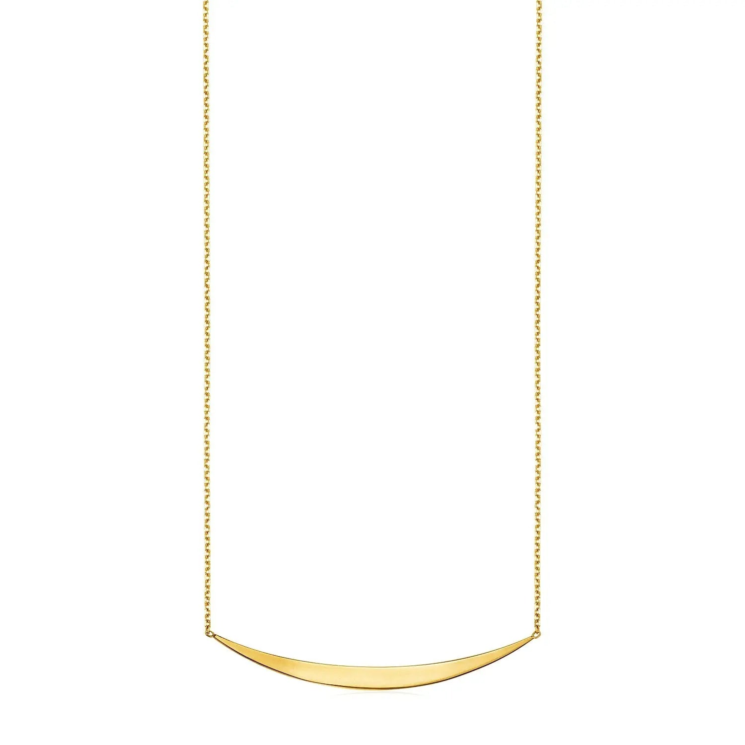 14k Yellow Gold Necklace with Polished Curved Bar Pendant RCJ Necklaces  CELESTIA LUXE JEWELLERS