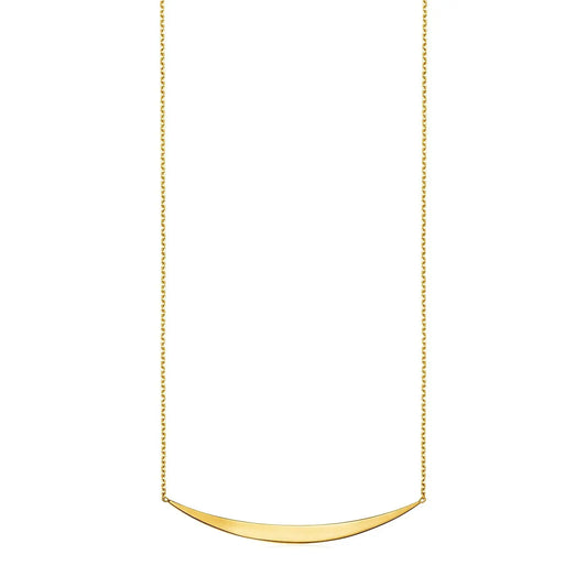 14k Yellow Gold Necklace with Polished Curved Bar Pendant RCJ Necklaces  CELESTIA LUXE JEWELLERS
