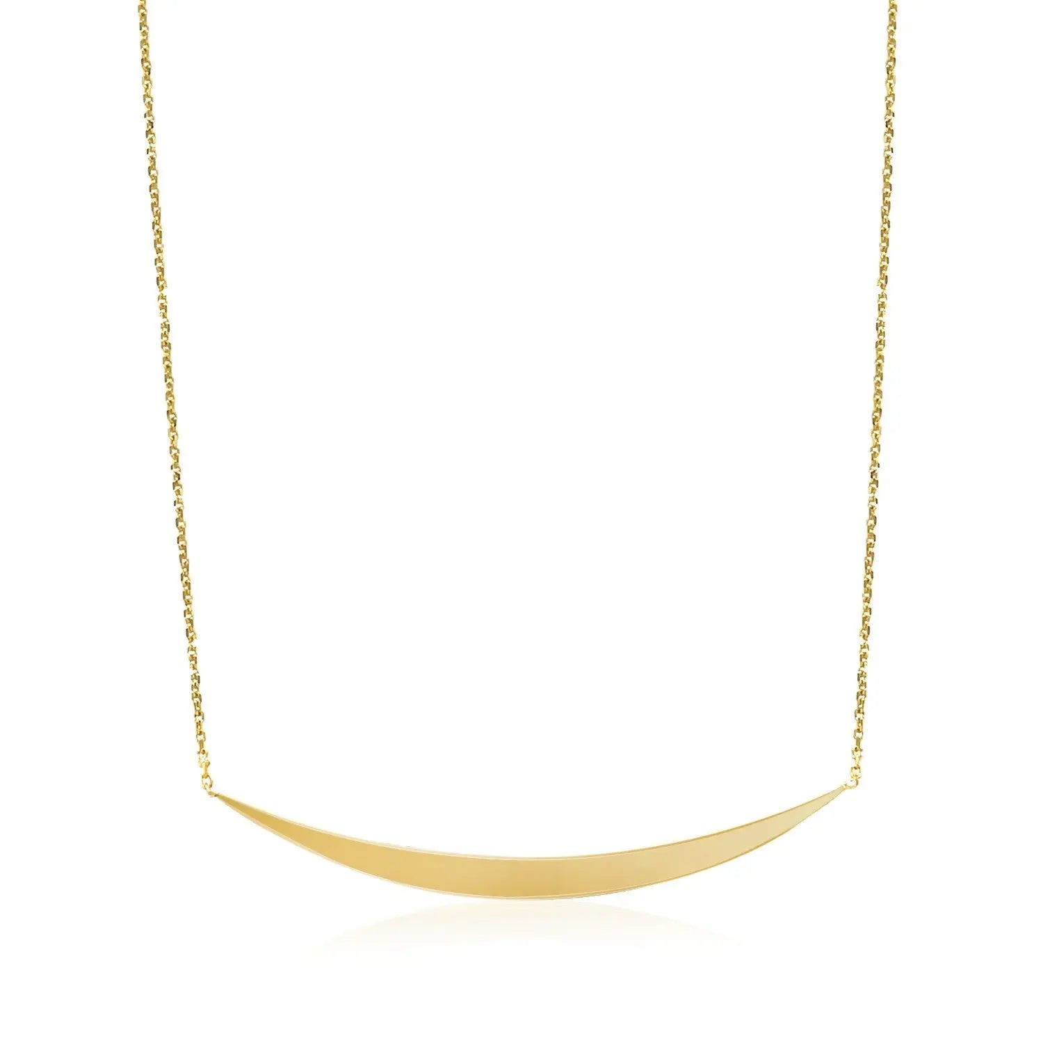 14k Yellow Gold Necklace with Polished Curved Bar Pendant RCJ Necklaces  CELESTIA LUXE JEWELLERS
