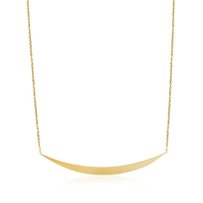14k Yellow Gold Necklace with Polished Curved Bar Pendant RCJ Necklaces  CELESTIA LUXE JEWELLERS