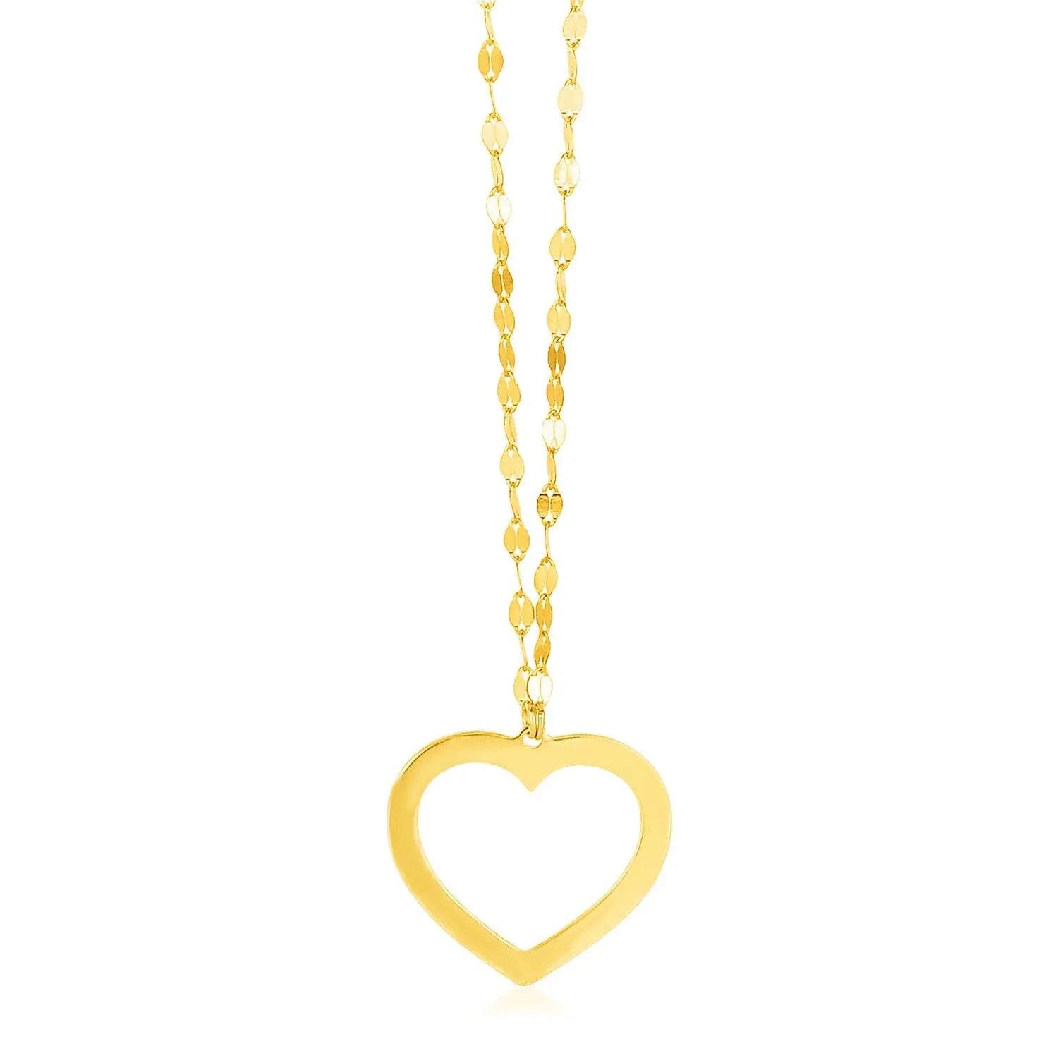 14k Yellow Gold Necklace with Reversible Heart Pendant RCJ Necklaces  CELESTIA LUXE JEWELLERS