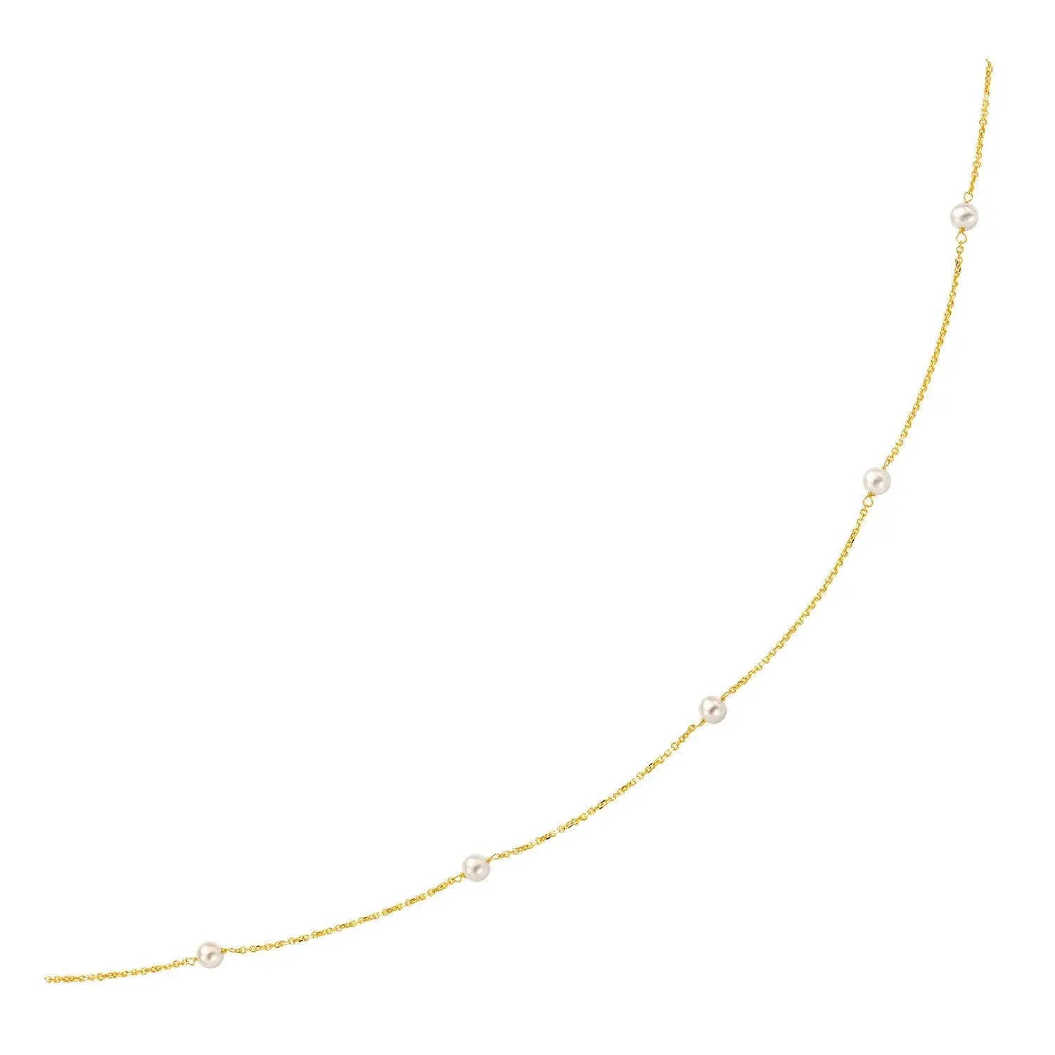 14k Yellow Gold Necklace with White Pearls RCJ Necklaces  CELESTIA LUXE JEWELLERS