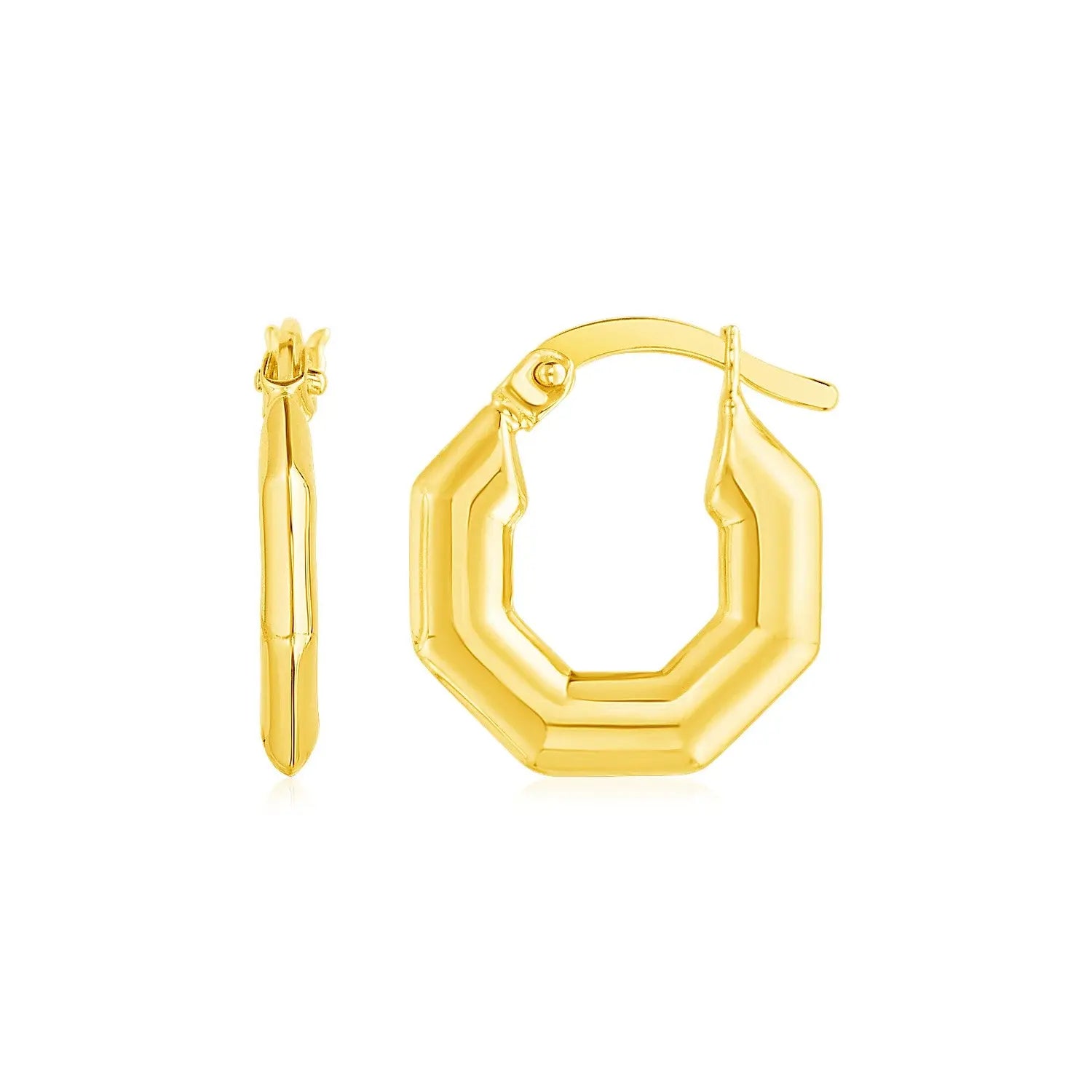 14k Yellow Gold Octagon Hoop Earrings RCJ Earrings  CELESTIA LUXE JEWELLERS
