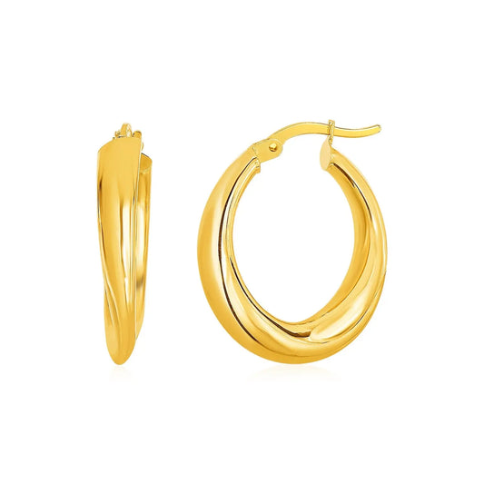 14k Yellow Gold Oval Hoop Earrings(5x20mm) RCJ Earrings  CELESTIA LUXE JEWELLERS
