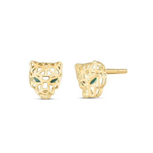 14k Yellow Gold Panther Head Stud Earrings RCJ Earrings  CELESTIA LUXE JEWELLERS