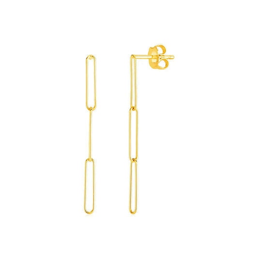 14k Yellow Gold Paperclip Chain Dangle Earrings RCJ Earrings  CELESTIA LUXE JEWELLERS