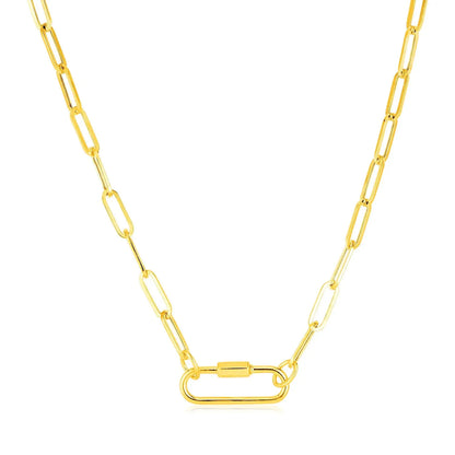 14k Yellow Gold Paperclip Chain Necklace with Oval Carabiner Clasp RCJ Necklaces  CELESTIA LUXE JEWELLERS